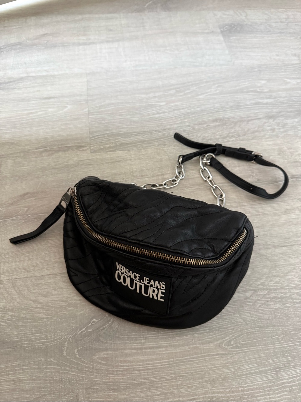 Versace Jeans Couture Black Quilted Belt Bag